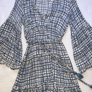 Angie Western Blue and White Plaid Dress